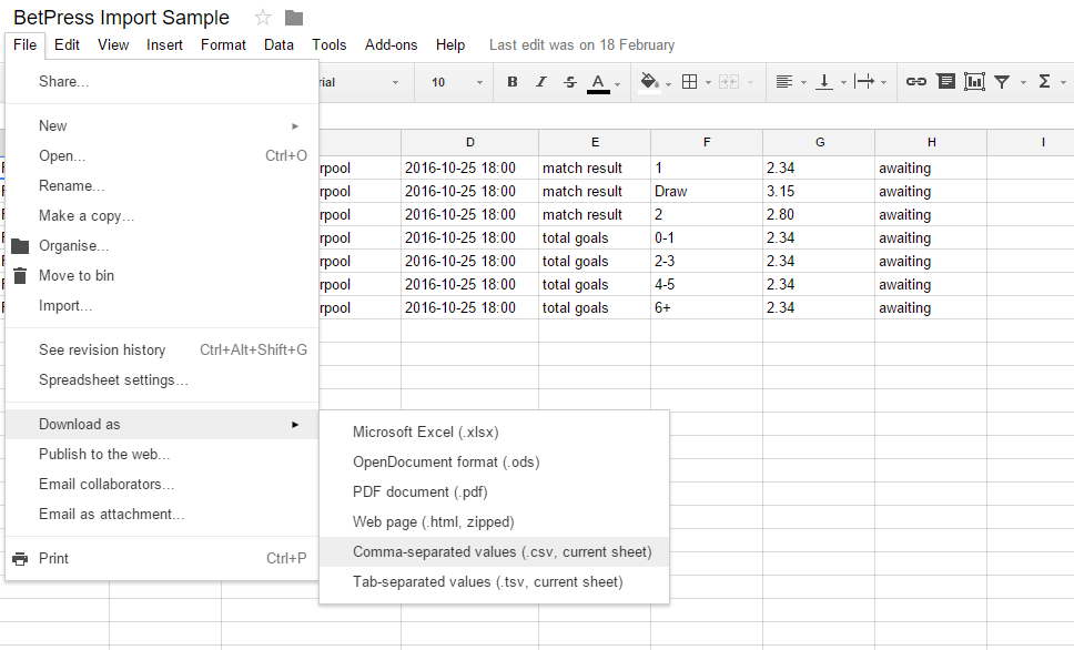 How to download as CSV